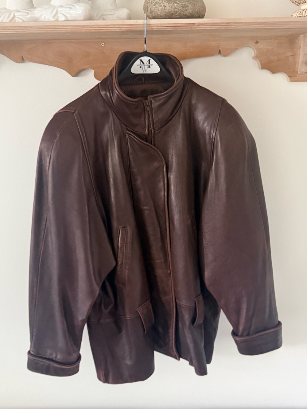 Tannery West Deep Brown Leather Bomber Jacket